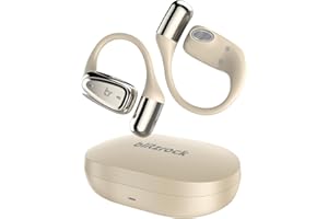 BlitzRock Open Ear Kopfhörer Bluetooth 5.4 Kabellose, 7,1g Ultraleicht, 0,7mm Ohrbügel, Sicherer Sitz, Klarer Klang, ENC Noise Cancelling, IPX7, Sportkopfhörer für Fitness, Laufen, Beige