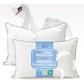 DWR Down Pillow 50 x 75 cm (2 Units) | 3 Chambers | 90% White Goose Down Outer | Feather Blend Inside | 100% Organic Cotton |