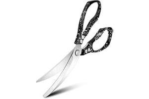 CGBE Tijeras Cocina, Tijeras de Cocina Profesionales de Acero Inoxidable, Tijeras Afiladas Multiusos para Carne, Pollo, Pescado, Verduras y Barbacoa, Negro