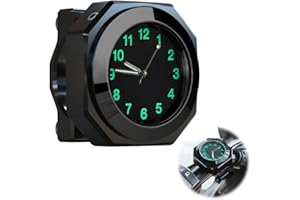 shirylzee Luminous Motorcycle Handlebar Watch Waterproof Motorbike Handlebar Quartz Clock for 22-28mm Handlebars, 3.3cm Diameter (Black)
