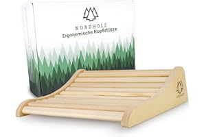 ‎NORDHOLZ Nordholz® Sauna Headrest Wood - 37 x 33 cm Ideal Width for Optimal Lying Comfort - Sauna Headrest Ergonomically Handmade from Durable Scandinavian Spruce Wood - Sauna Accessories