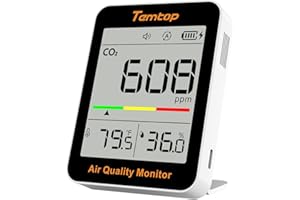 Temtop CO2 Monitor per la Qualità dell'aria Interna, Misuratore di CO2, Portatile, CO2, Temperatura, Umidità, Casa, Ufficio o Scuola C1