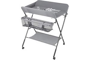 Sarah Baby fasciatoio pieghevole fasciatoio portatile con cintura di sicurezza e scomparti portaoggetti （grigio）