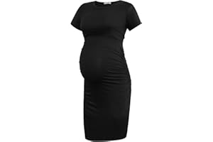 Smallshow Vestido de Maternidad de Manga Corta para Mujeres Ropa Fruncida para Embarazadas