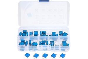 QIMEI-SHOP Trimmer Potentiometer Variabler Widerstand 100 bis 100K Ohm 3296W Sortiment Kit mit Aufbewahrungsbox 10 Wert 50 Stück