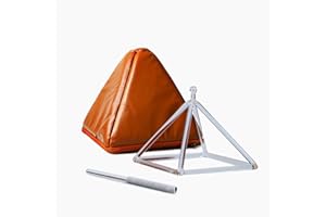 TOPFUND Clear Crystal Singing Pyramid 8 inch with Artificial Leather Carrying Case and Quartz Suede Striker