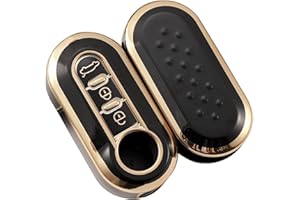 Misuyue Soft TPU Car Key Fob Covers Compatible with Fiat 500 500L Fiorino Bravo Punto Panda Qubo Stilo, 3 Button Remote Car Key Protection Case Accessories for Fiat Lancia (Black)