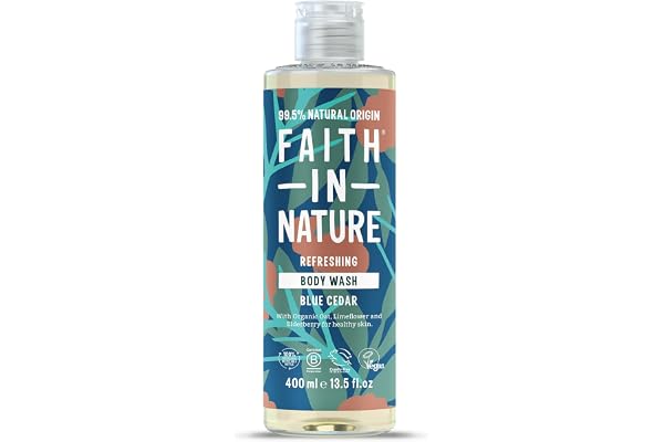 Faith in Nature Gel Douche et Bain Naturel Cède Bleu, Exaltant Végan et Respectueux des Animaux, Sans Parabènes et Sans SLS, 400ml