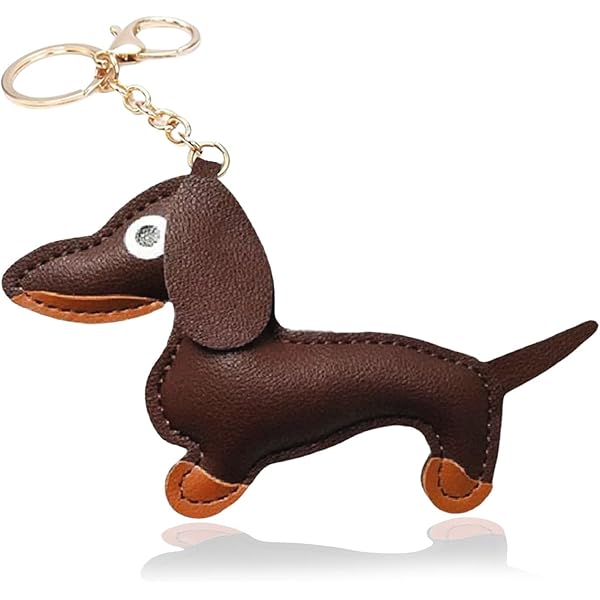 Lot De 2 Porte-clés En Cuir Teckel - Porte-clés Chien Mignon Pour Sac Ou Clés - Cadeau Pour Amoureux Des Animaux