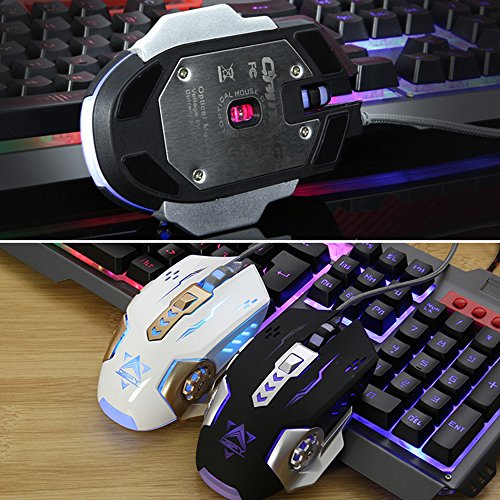 urchoiceltd® 2016 Ajazz X5 + Rainbow Hintergrundbeleuchtung Gaming Tastatur + 800/1200/1600/2400DPI 6 Tasten pro Gaming Maus + schwarz Tempel Mauspad - 6