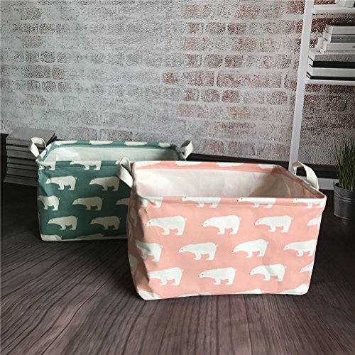 Inwagui Faltbaren Aufbewahrungskorb Wäschekorb Kinder aufbewahrung Spielzeug Warenkorb Kleidung Halter mit Deckel 39* 25* 22cm-Bär B - 6
