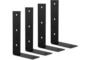 STARVAST 4 Pcs Heavy Duty Shelf Brackets, 175 x 100 x 45mm L Shape Right Angle Shelf Brackets, 90 Degree Angle Wall Mounted Shelf Supporter Bracket Frame, Black