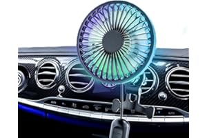 AriKroii Ventilateur de Voiture, ventilateur de voiture Tête Mobile à 90°, 12V USB Ventilateur 3 vitesses 360° avec lumière RGB, Moins de bruit Convient à une grande variété de véhicules