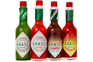 Set de salsas TABASCO 4 piezas, 4 botellas de 60ml, 4 botellas de vidrio de salsa de chile, 100% natural