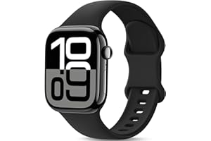AMSKY Silikon Sport Armbänder Kompatibel mit Apple Watch Armband 40mm 42mm 46mm 44mm 45mm 41mm 38mm, Damen Herren Weiche Wasserdicht Band für iWatch Series 11 10 9 8 7 6 5 4, SE 3 2 1, Schwarz