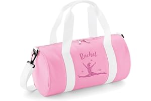 beyondsome Personalised Girls Gymnastics Splits Glitter Barrel Bag