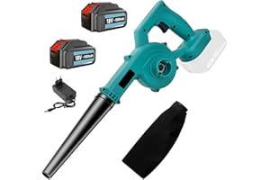 BUANKAD Leaf Blower Cordless, 18V Electric Leaf Blower with 2x 5500mAh Battery and Charger, with Tubes and Mulit-Speed, Air Speed of Up to 150MPH for Lawn Care, Courtyard Wood Chips, Grass Cuttings