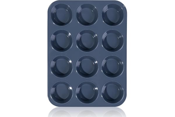 SUPER KITCHEN Stor Muffinsform med 12 håls, Non-Stick Muffinsbricka | Silikon Muffinsformar, Bakplåt Bakform för Muffins, Koppkaka, Bagels, Tårta, Pudding, Chokladkakor (33 x 25 x 3 cm