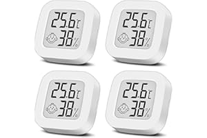 WVOILLTY Lot de 4 thermomètres d'intérieur avec écran LCD numérique - Pour salon, chambre à coucher, bureau, chambre d'enfant, etc