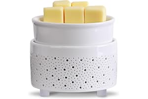 Geronland Wax Melt Burner Ceramic 3-in-1 Oil Burner Electric Candle Wax Warmer Burner Melter Fragrance Heating Plate for Scented Waxs Home Office Bedroom Aromatherapy Gift& Décor