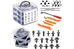 FOUNDCOOL 665pcs 16 Popular Size Universal Car Retainer Clips Door Trim Panel Molding Clips Push Pins Bumper Fender Rivets Fasteners Removal Tools Assortment Kit for Ford Toyota Honda Nissan etc