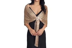 Aukmla Chales metálicos brillantes con hebilla para mujer, chal de noche para novia, dama de honor, bodas, fiestas de noche, vestidos formales