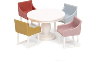 LUNDBY Dollhouse Furniture Dining Room Table Chair Set – 5 piece Doll House Accessories for Mini Dolls 11 cm – Ages 4+, Scale 1:18