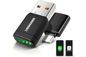 LINGHUANG Adapter bezprzewodowy Carplay i mini bezprzewodowy adapter do systemu Android Auto Wireless, przekształca kabel w bezprzewodowy, Plug & Play, szybkie i stabilne połączenie, kompatybilny z