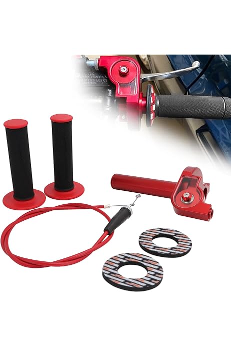 Poignée D'accélérateur Rapide 22mm Pour ATV, Dirt Bike - Kit Avec Câbles - Aluminium, Antidérapante - 50-250cc - 6