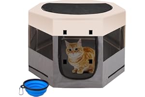 IDEAPRO Foldable Pet Playpen,Wooden Frame Puppy Crate Cage Kennel Tent Indoor/Outdoor Use for Dogs Cats lizards, turtles etc.