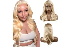 Creuost 4X1 Lace Wig 613 Human Hair Wig Blonde Wig Human Hair Parrucca Donna Capelli Veri Umani Body Wave Lace Front Human Hair Wig HD Transparent 150% Density For Woman 22 Inch
