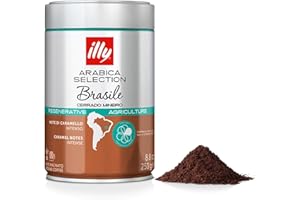 ‎ILLY illy, Gemahlener Kaffee für Espresso Arabica Selection Brasile Cerrado Mineiro, 100% Arabica mit Karamell- und Trockenfrüchten, Ausgewogener Geschmack, 1 Dose mit 250g