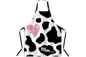 BGBDEIA Black And White Cow Print Love Heart Kitchen Apron for Women Men, Adjustable Apron Chef Bakers Apron Cooking Apron Cooking Baking Gardening