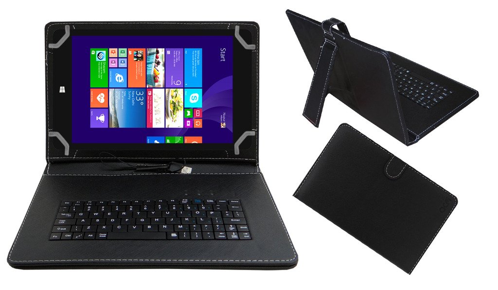 Acm USB Keyboard Case Compatible with Notion Ink Cain 10 Tablet Cover Stand Study Gaming Direct Plug & Play - Black