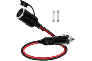 ‎HUALISIJI HuaLiSiJi Zigarettenanzünder Verlängerung Kabel für 12V Zigarettenanzünder Verlängerung KFZ Zigarettenanzünder Verlängerungskabel 14AWG mit Sicherung 15A/20A für PKW, LKW, Wohnmobile (1m)