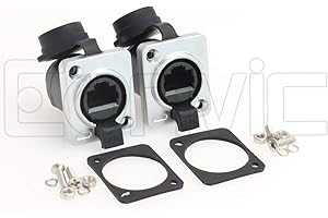 EONVIC Confezione da 2 connettori RJ45 IP65 per montaggio a pannello Ethernet impermeabile (nero)