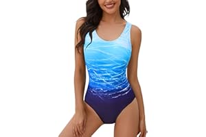 heekpek Costume da Bagno Donna Intero Un Pezzo Costumi Interi Monokini Gradient Sportivo Swimwear Imbottito Brasiliana Swimsuit One Piece Push Up Beachwear