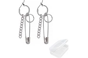 PPX 1 para kolczyków w kształcie agrafki, geometryczny długi łańcuszek, frędzle, BTS, nieregularne kolczyki z pudełkiem do przechowywania, Stal stopowa