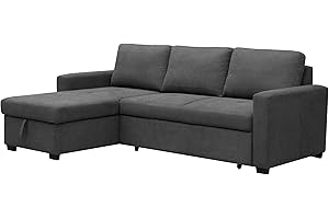 SHIITO | Modelo Play - Sofá 3 Plazas con Chaiselongue y Arcón Reversible Izquierda o Derecha | Convertible en Cama | Relax & Confort | 230 x 84 x 96 cm - Color Gris Oscuro