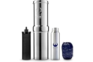 Phoenix Gravity - Système de filtre à eau de comptoir en acier inoxydable AISI 304 certifié NSF de 1 litre avec 1 élément filtrant Smart Carbon (noir)