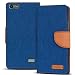 Produktbild Huawei G Play Mini Hülle, Conie Mobile Textil Booksytle Handyhülle, Klapptasche, Kartenfächer, Silikon Schale, Wallet Schutzhülle in Blau