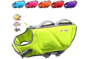 Sheripet Dog Life Jacket for Medium and Large Dogs, L Size Good Visibility Dog Life Vest for Swimming with Reflective Stripes and Rescue Handle, Dog Flotation Vest (Green, L)