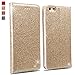 Produktbild iPhone 6S Plus Hülle,iPhone 6 PLus Hülle,OKZone Luxus Glitzer Bling Premium PU Leder Handyhülle [Ultra Slim] Brieftasche-stil Magnetisch Folio Flip Klapphülle [Transparenter TPU Stoßfänger] Etui Brieftasche Hülle [Karte Halterung] Schutzhülle Tasche Case Cover für Apple iPhone 6S Plus / iPhone 6 PLus 5.5" (Gold)