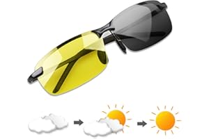 YIMI Herren Photochromatisch Sportbrille Polarisiert Rechteckig Sonnenbrille Al-Mg Metallrahmen Fahrer Anti Reflexbeschichtun