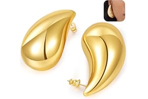 Senteria Orecchini a Cerchio Grosso Ipoallergenico Orecchini a Cerchio Da Donna in Argento sterling Leggero Goccia d'acqua Orecchini a Goccia Orecchini a Cerchio Spessi per Le Donna