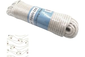 Remi Tools(R) 30m/98 Feet 6mm thick Natural Cotton Rope Heavy Duty cotton Clothesline Rope Washing Line Rope, Adjustable for Indoor Outdoor Laundry Clothesline, Hanger for Camping Travel & Home Use