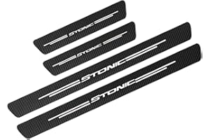 XJDP 4 Pezzi Fibra di Carbonio Battitacco per Auto Sticker, per K-IA Stonic Pedale Benvenuto Decorativi Adesivi, Esterno Battitacco Protezione Plates Anti-Graffio Scuff Accessori