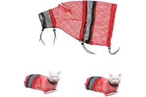 Changyeah Katzen-Badetasche,Hochwertige Tasche für Katzen,Strapazierfähige Netz-Katzen-Duschtasche für Kleine, mittelgroße Katzen,Katzen Welpen-Katzenpflege-Badebeutel Netzbeutel（rot）