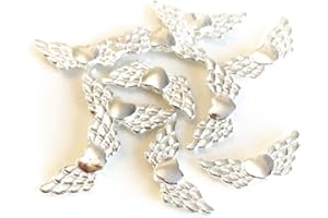 Angel Malone ® 10pcs. of Guardian Angel Fairy Wings 22mm Heart Design Charm Spacer Beads Jewellery Making Findings UK Seller