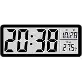 LCD Dijital Duvar Saati 20x8 cm &ndash; USB & Pilli, Saat Tarih Sıcaklık G&ouml;sterimli, Modern Tasarım, Masa&uuml;st&uuml; & Duvar Kullanımı